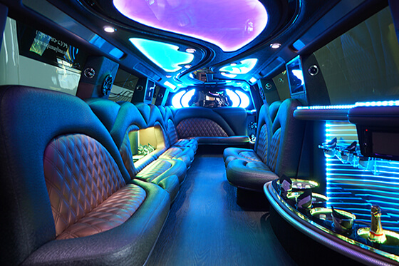 limo service with colorful lights