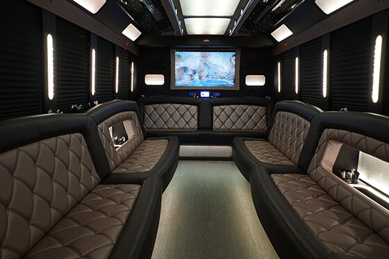 Luxury bus with flat screen TVs